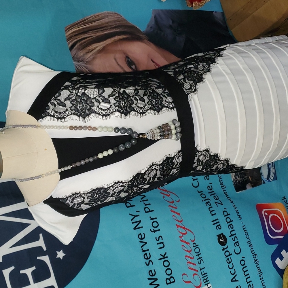 CB casual White and Black Lace Dress